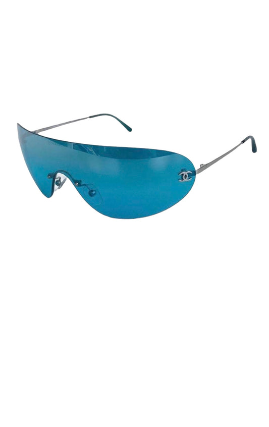 Vintage Blue Chanel rimless sunglasses 