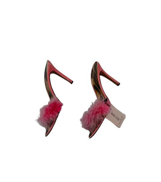 Roberto Cavalli Pink Feather Mules