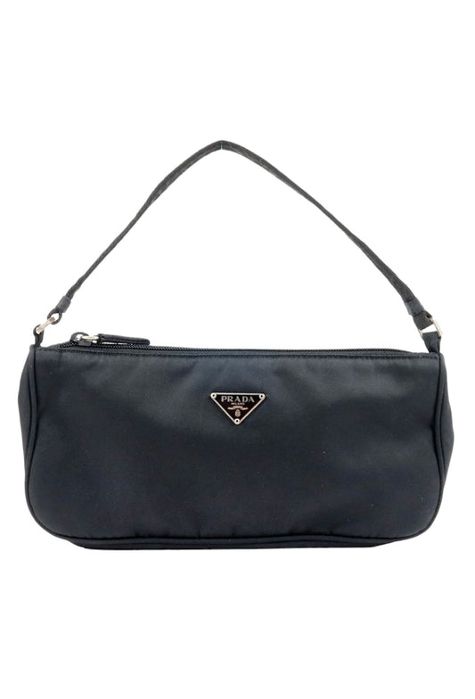 Authentic Vintage Prada nylon mini black bag for women.