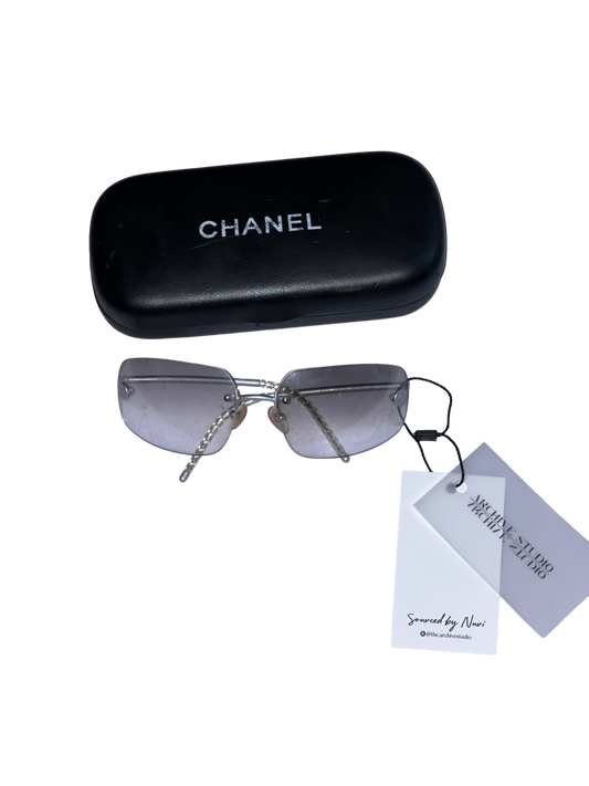 Vintage Chanel rimless sunglasses and case 