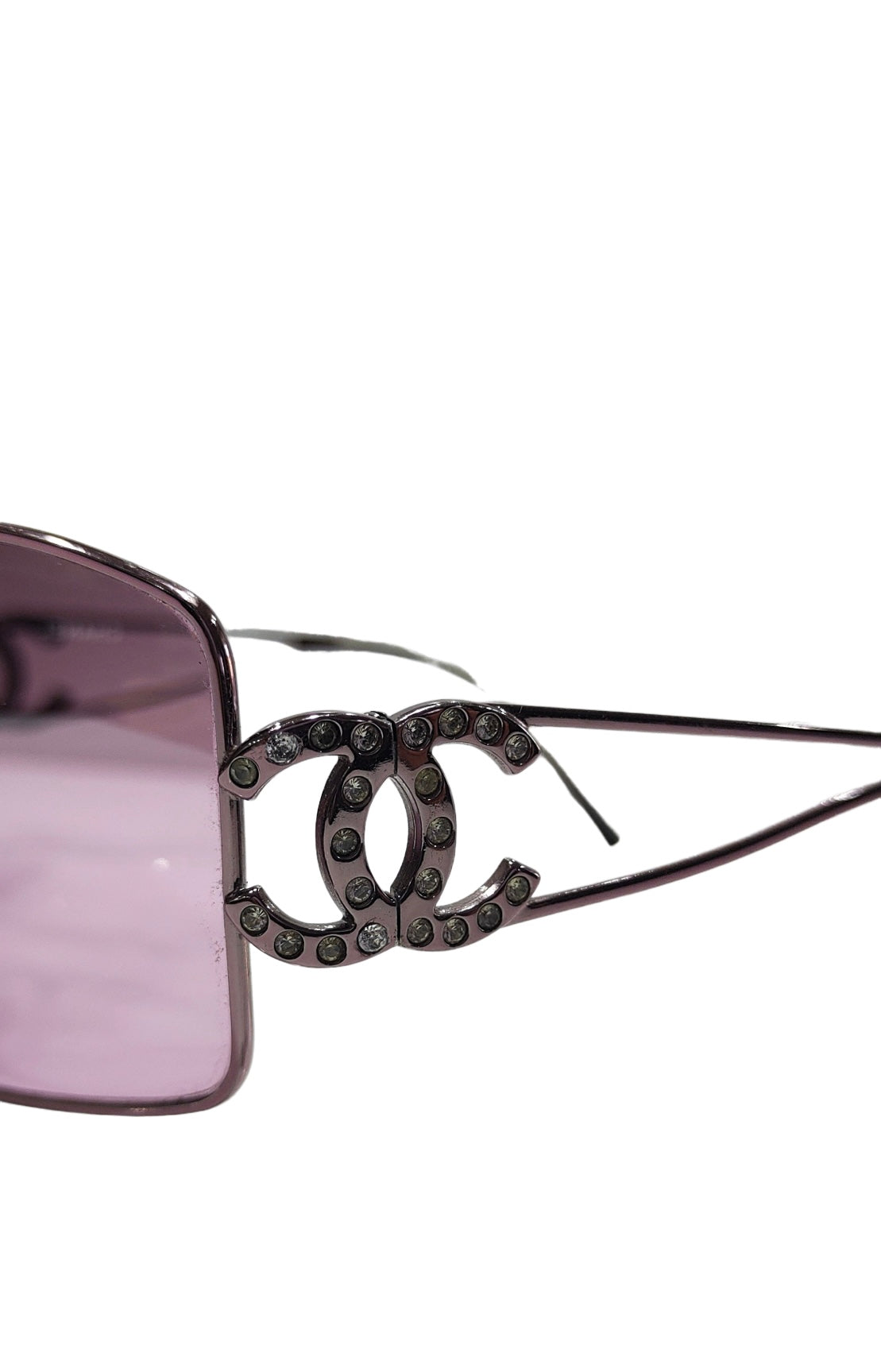 Vintage Chanel Pink rimless sunglasses C C rhinestones