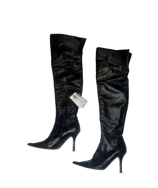 Christian Dior by John Galliano 2004 Black Moto Boots